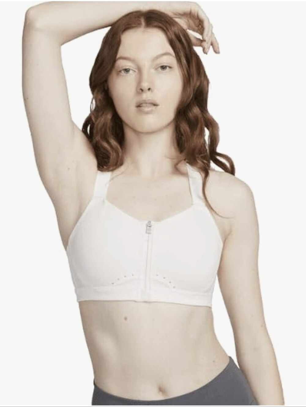 Nike Black Front-Zip Adjustable-Strap Sports Bra Pale Pink